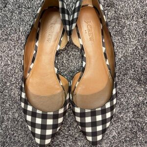 J. Crew Women's Black and White pointed toe Checkered plaid Flats 7.5
